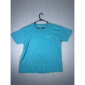 Columbia Shirt Mens Large Blue Graphic Outdoor Mountain Sun Logo Tee T-Shirt